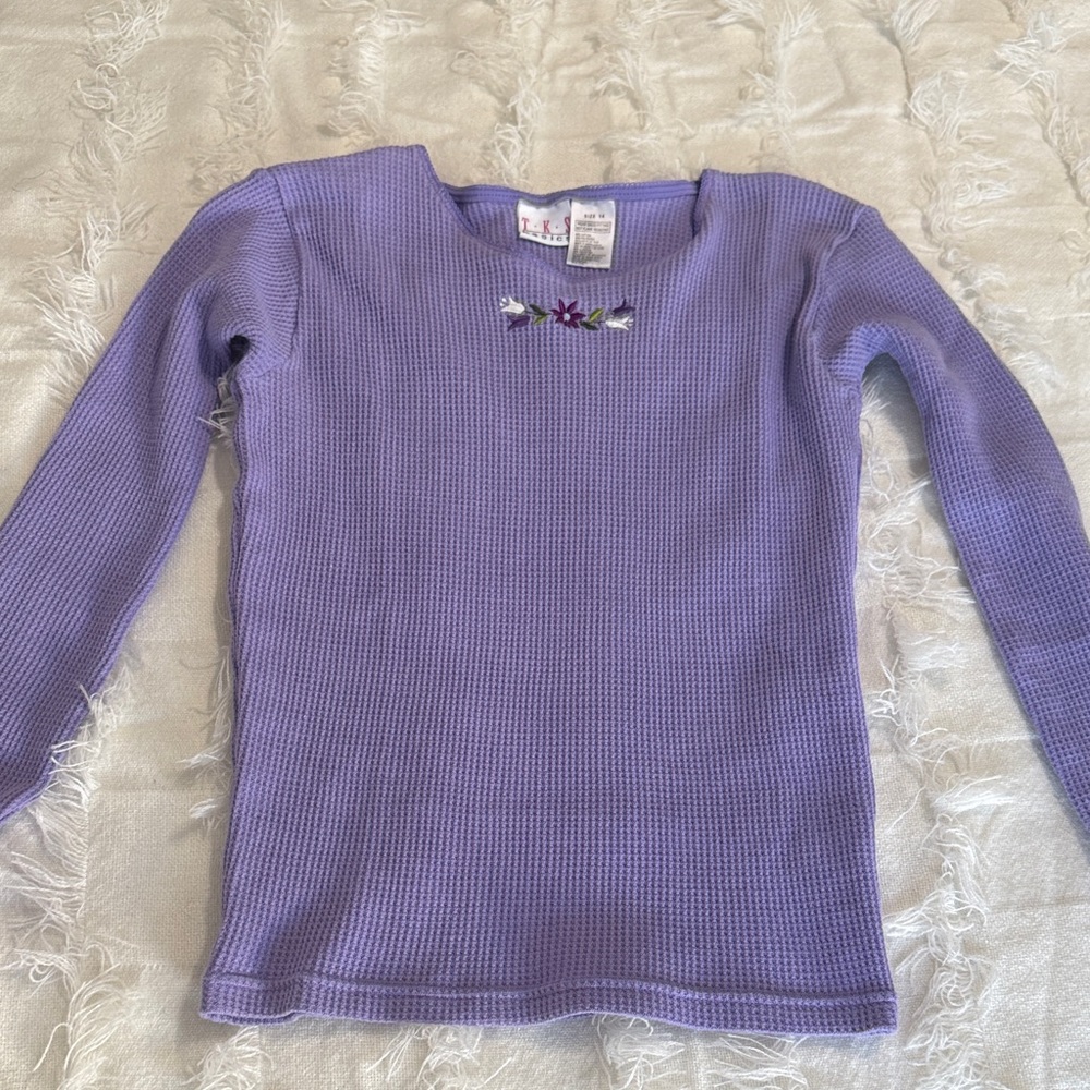 Vintage TKS Basics Lavender Waffle Knit Thermal Top 14